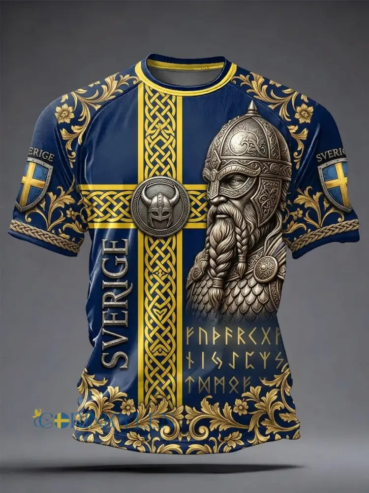Herrar Retro Svensk Fotbollsläkare 2026 Tryckt T-shirt med Kort Ärm - blå / S
