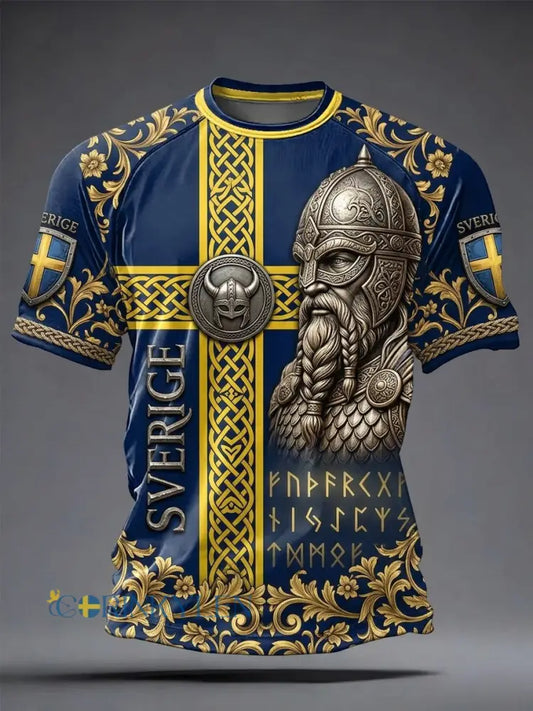 Herrar Retro Svensk Fotbollsläkare 2026 Tryckt T-shirt med Kort Ärm - blå / S