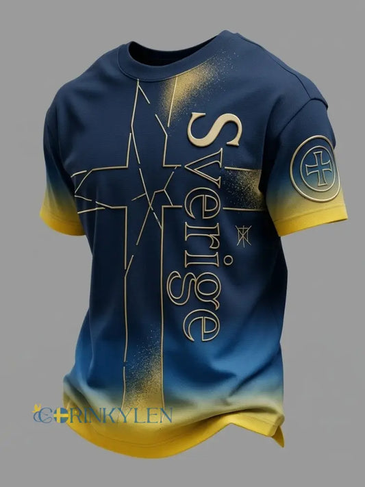 Herrar Retro Svensk Fotbollsläkare 2026 Tryckt T-shirt med Kort Ärm - blå / S