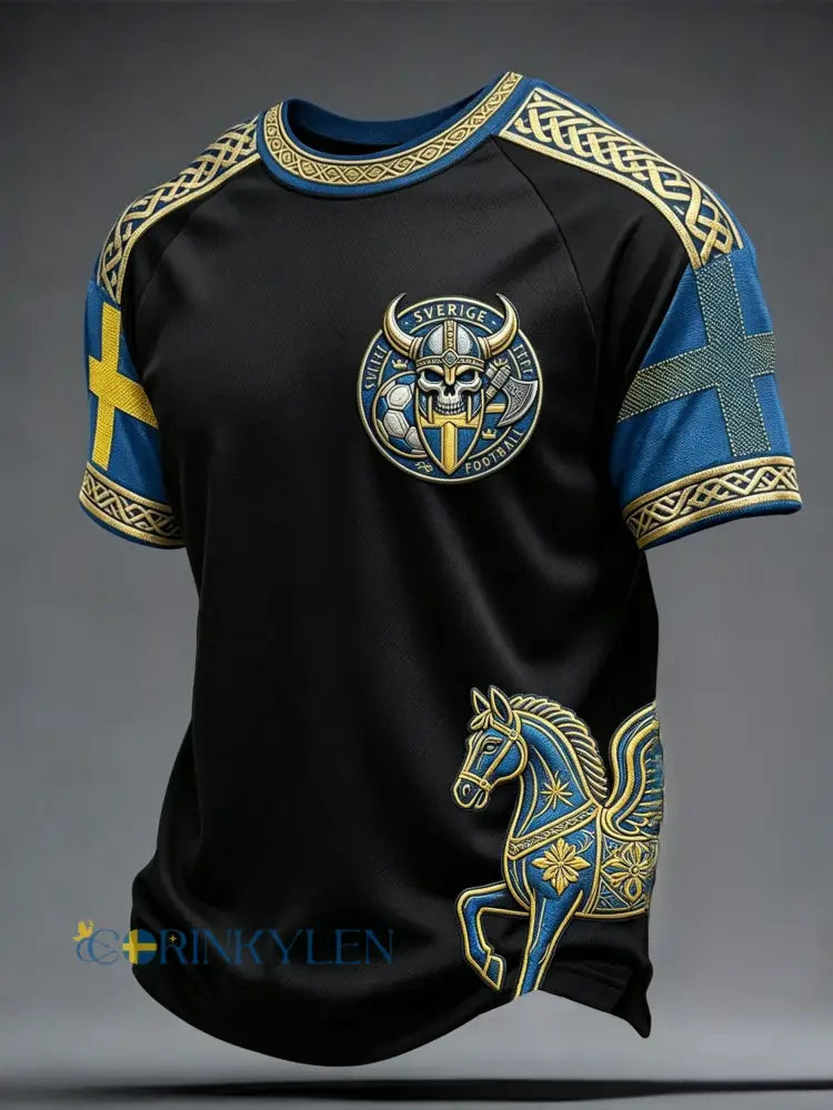 Herrar Retro Svensk Fotbollslärd 2026 Tryckt Ledsam T-shirt - svart / S