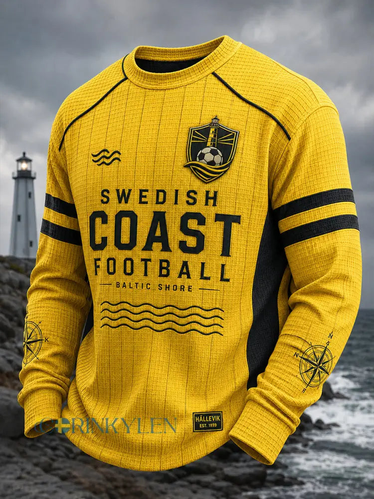 Herrar Svenska fotbollsklubben Mjällby AIF Entusiaster Våffeltröja med lång ärm - A / S