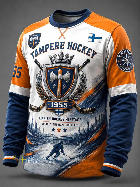 Herrar Vintage Ishockey Tappara 1955 Minnesmärkestryck Tröja - som bild / S