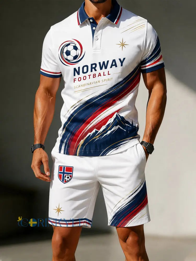Herrarnas Norge-fotbollsmatch-Heja-art-print-Polo-set - A / S