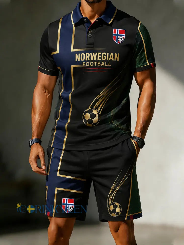 Herrarnas Norge-fotbollsmatch-Heja-art-print-Polo-set - A / S