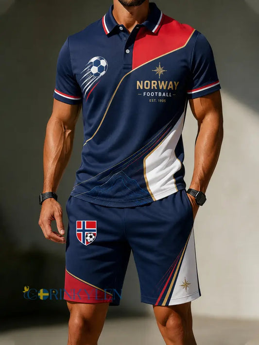 Herrarnas Norge-fotbollsmatch-Heja-art-print-Polo-set - A / S