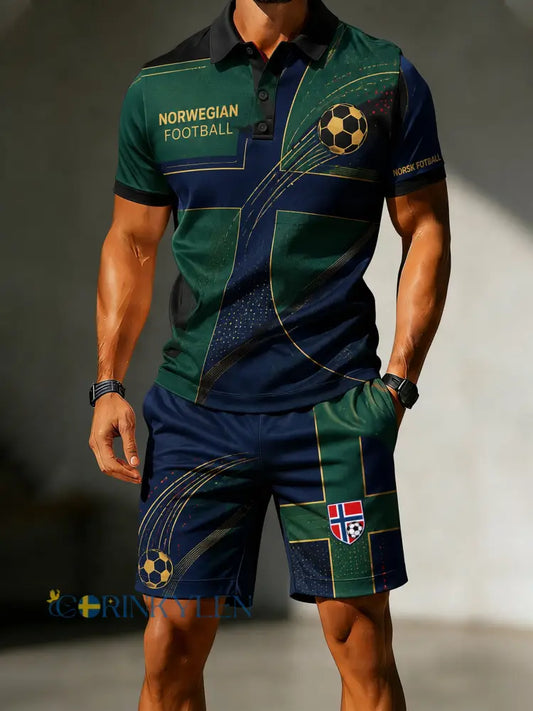 Herrarnas Norge-fotbollsmatch-Heja-art-print-Polo-set - A / S