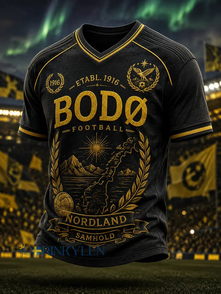 Herrarnas norska fotboll Bodø/Glimt Fans Älskare V-ringad T-shirt - A / S