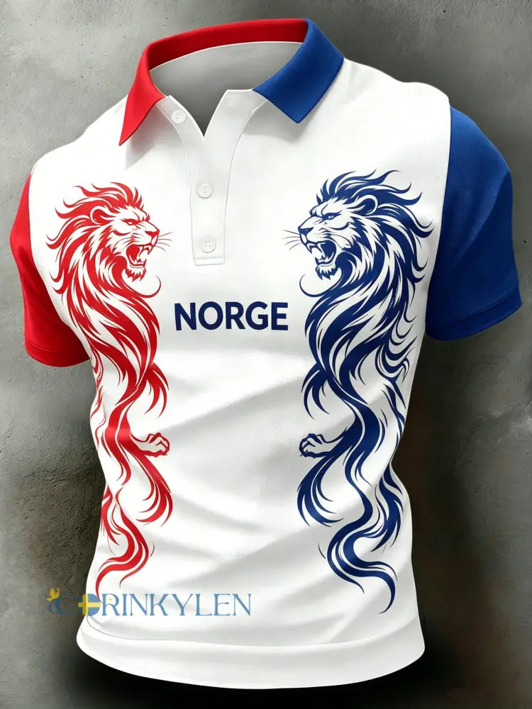 Herrarnas norska fotbollsmatch hejarkonsttryck polotröja - A / S