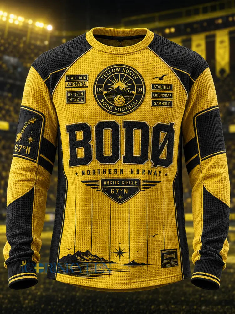 Herrarnas norska fotbollströja för fans av Bodø/Glimt – vafelvävd långärmad t-shirt - A / S