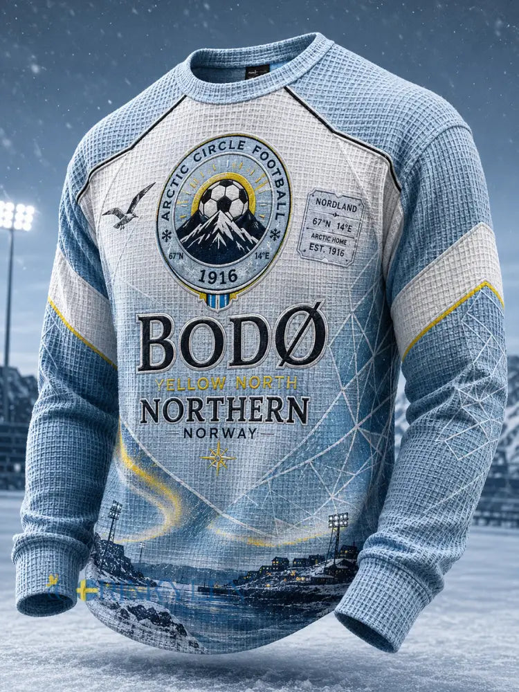 Herrarnas norska fotbollströja för fans av Bodø/Glimt – vafelvävd långärmad t-shirt - A / S