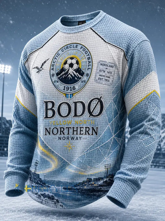 Herrarnas norska fotbollströja för fans av Bodø/Glimt – vafelvävd långärmad t-shirt - A / S