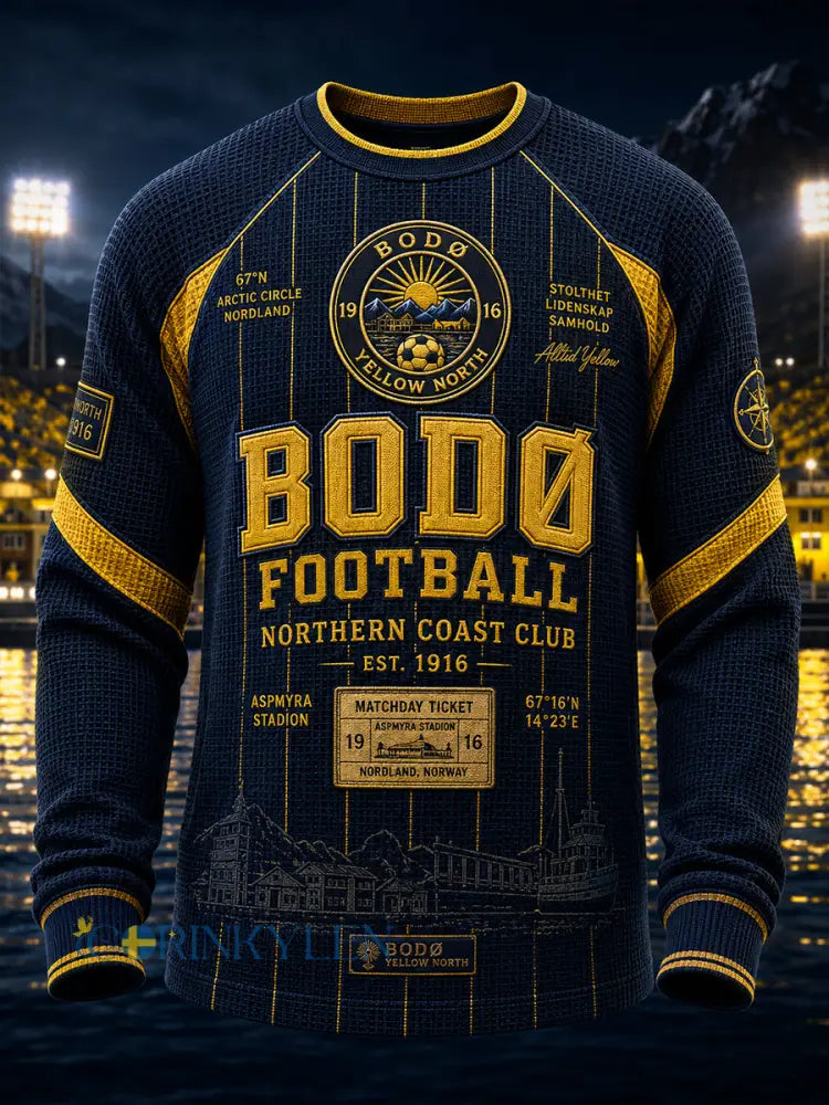 Herrarnas norska fotbollströja för fans av Bodø/Glimt – vafelvävd långärmad t-shirt - A / S