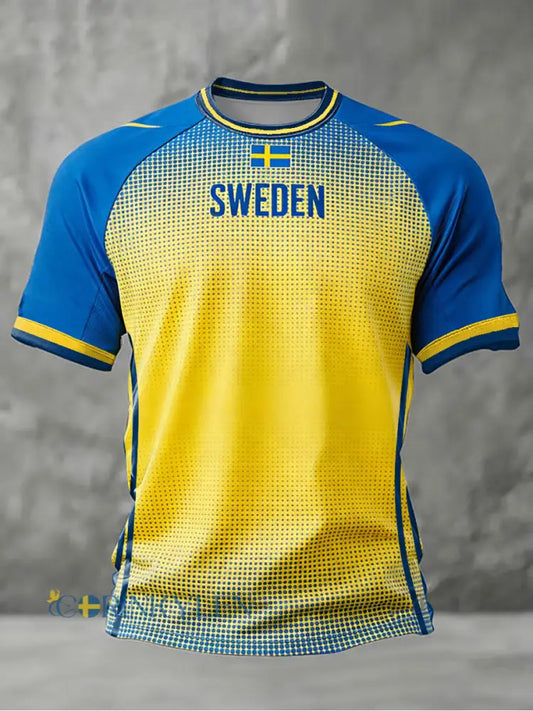 Herrarnas svensk fotbollslärd tryckt kortärmad t-shirt - som bild / S