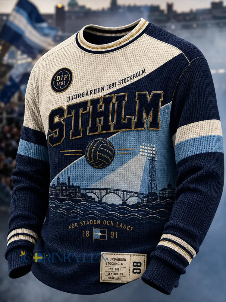 Herrarnas svenska fotboll Djurgården Supporter Kärlek Våffla Långärmad T-shirt - A / S