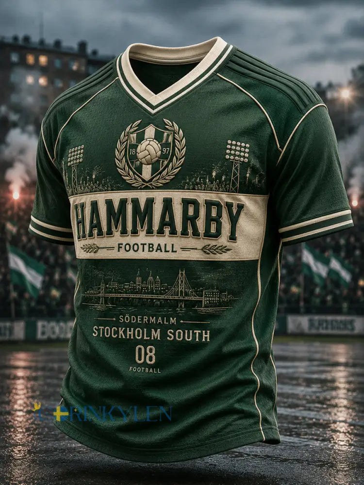 Herrarnas svenska fotboll Hammarby Fans älskare V-ringad t-shirt - A / S