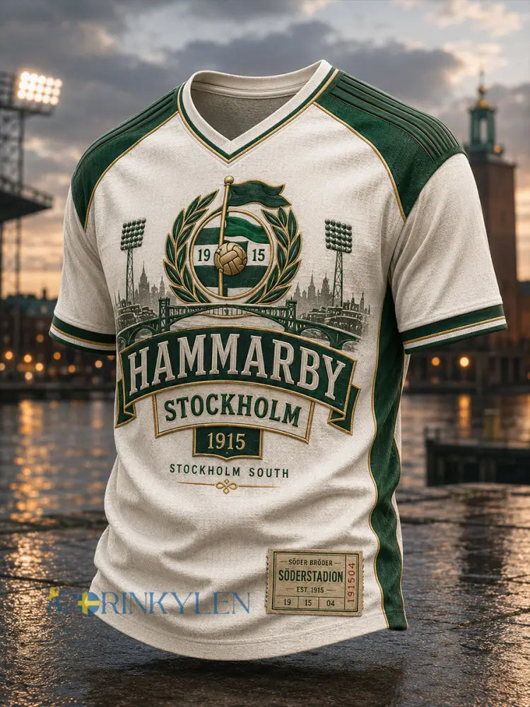 Herrarnas svenska fotboll Hammarby Fans älskare V-ringad t-shirt - A / S