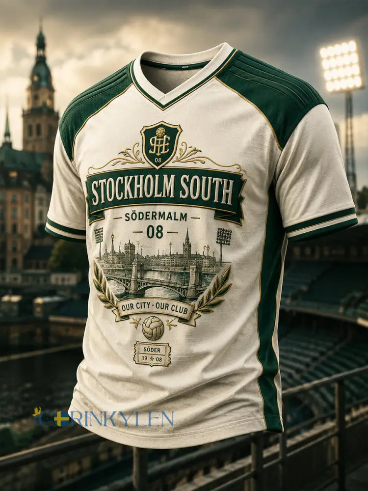 Herrarnas svenska fotboll Hammarby fans älskare V-ringad t-shirt - A / S