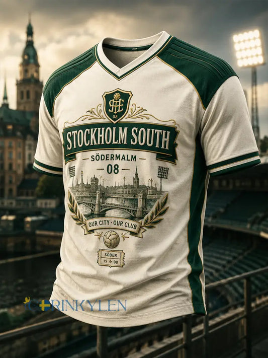 Herrarnas svenska fotboll Hammarby fans älskare V-ringad t-shirt - A / S