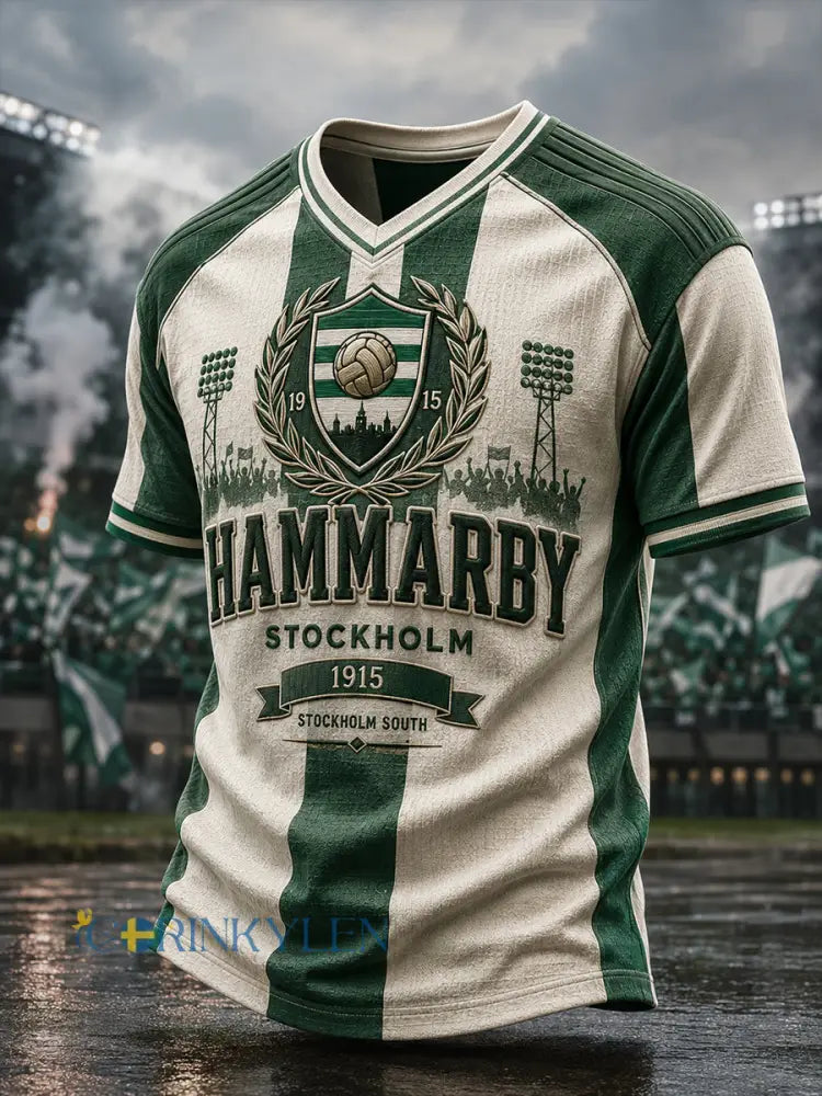 Herrarnas svenska fotboll Hammarby Fans älskare V-ringad t-shirt - A / S