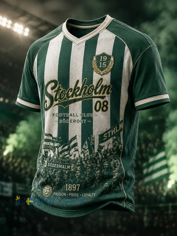 Herrarnas svenska fotboll Hammarby fans älskare V-ringad t-shirt - A / S