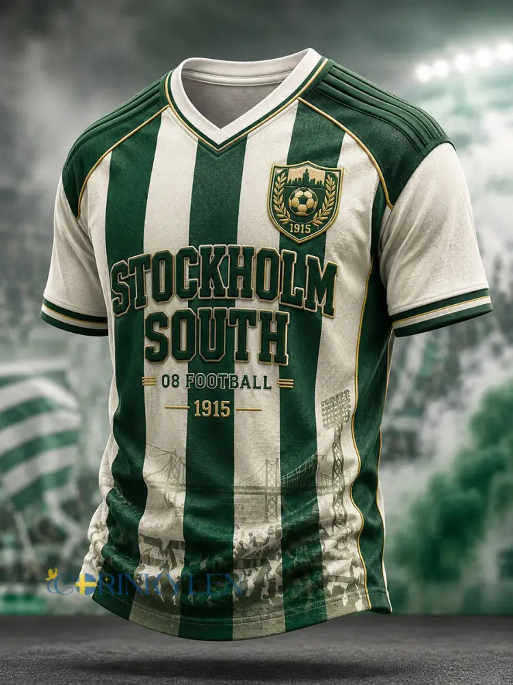Herrarnas svenska fotboll Hammarby fans älskare V-ringad t-shirt - A / S