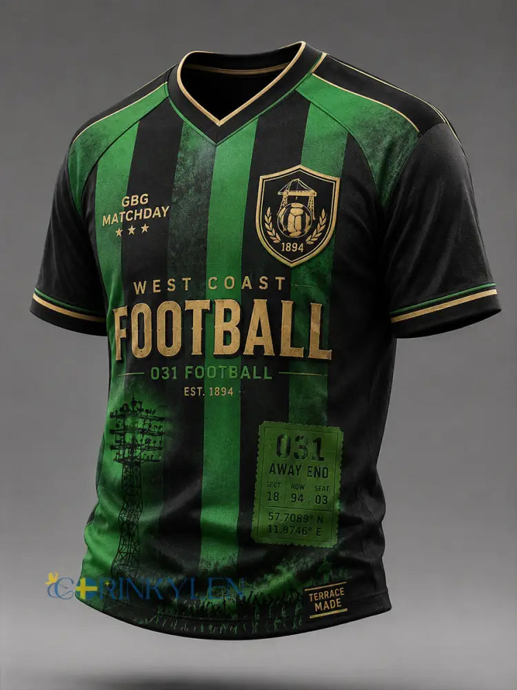 Herrarnas svenska fotboll T-shirt med V-ringning för GAIS-supportrar och fotbollsälskare - A / S