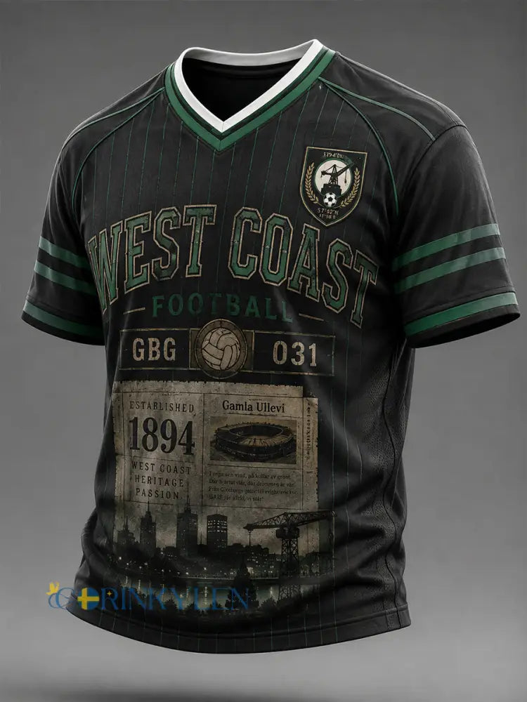Herrarnas svenska fotboll T-shirt med V-ringning för GAIS-supportrar och fotbollsälskare - A / S