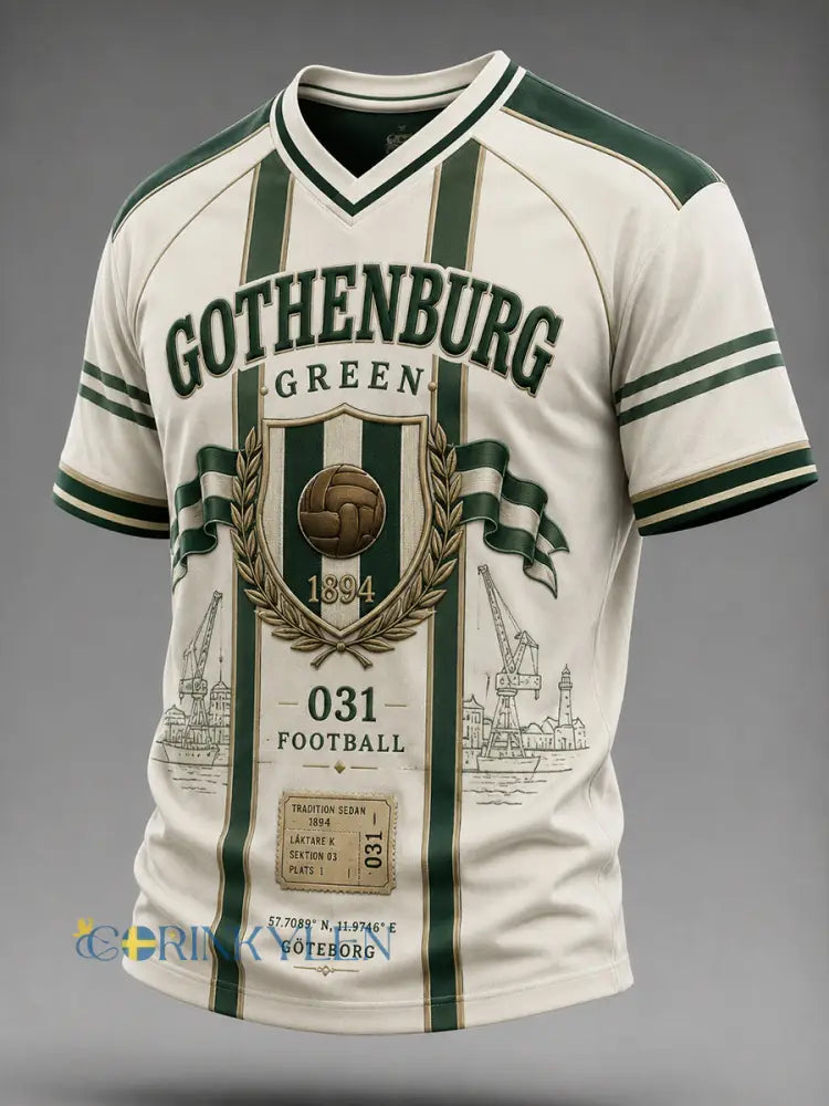 Herrarnas svenska fotboll T-shirt med V-ringning för GAIS-supportrar och fotbollsälskare - A / S