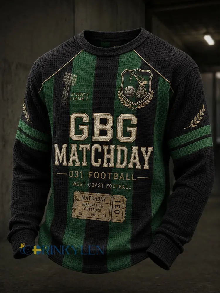 Herrarnas svenska fotboll T-shirt med vafelväv och lång ärm för GAIS-supportrar och fotbollsälskare - A / S