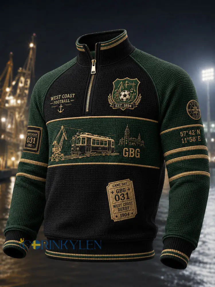 Herrarnas svenska fotboll T-shirt med vafelväv och lång ärm för Gais-supportrar och fotbollsälskare - A / S