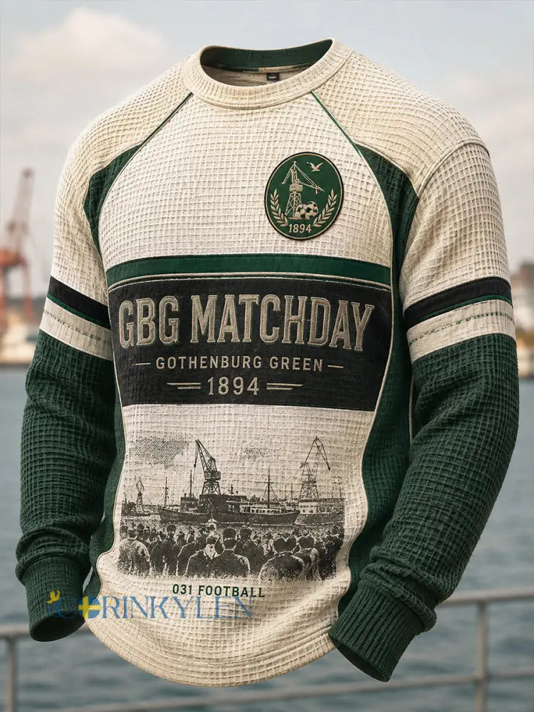 Herrarnas svenska fotboll T-shirt med vafelväv och lång ärm för GAIS-supportrar och fotbollsälskare - A / S
