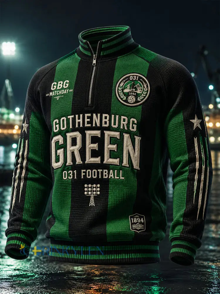 Herrarnas svenska fotboll T-shirt med vafelväv och lång ärm för Gais-supportrar och fotbollsälskare - A / S