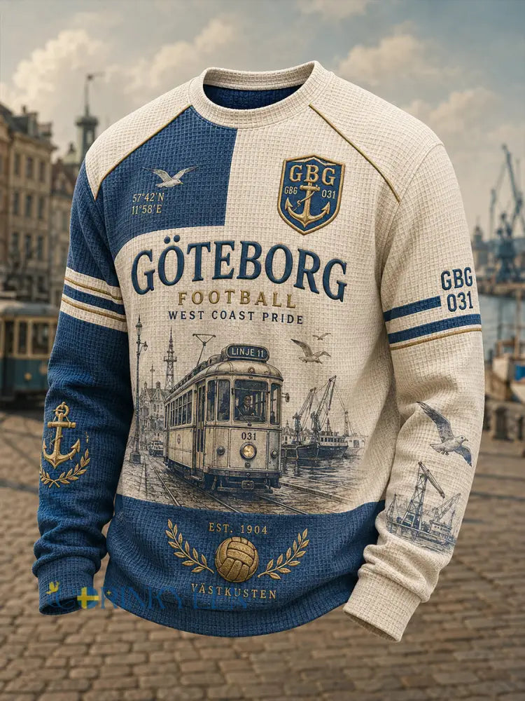 Herrarnas svenska fotbollsklubb IFK Göteborg Västgötaälskare Våffeltröja med lång ärm - A / S