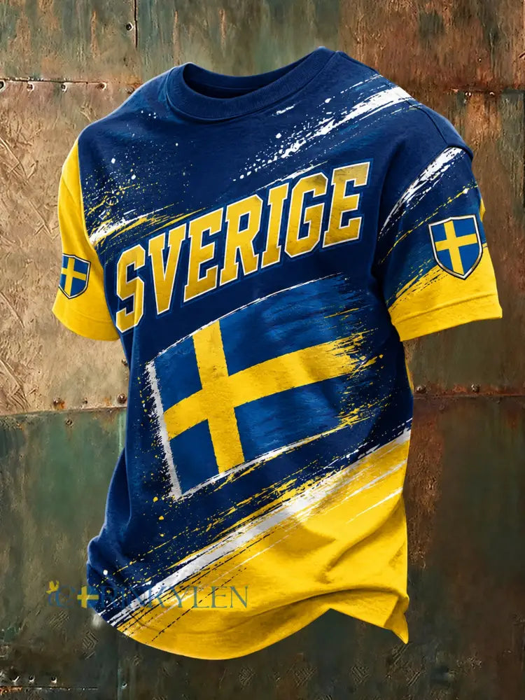 Herrarnas Svenska Fotbollsmatch Hejande Fan Konsttryck T-shirt - A / S