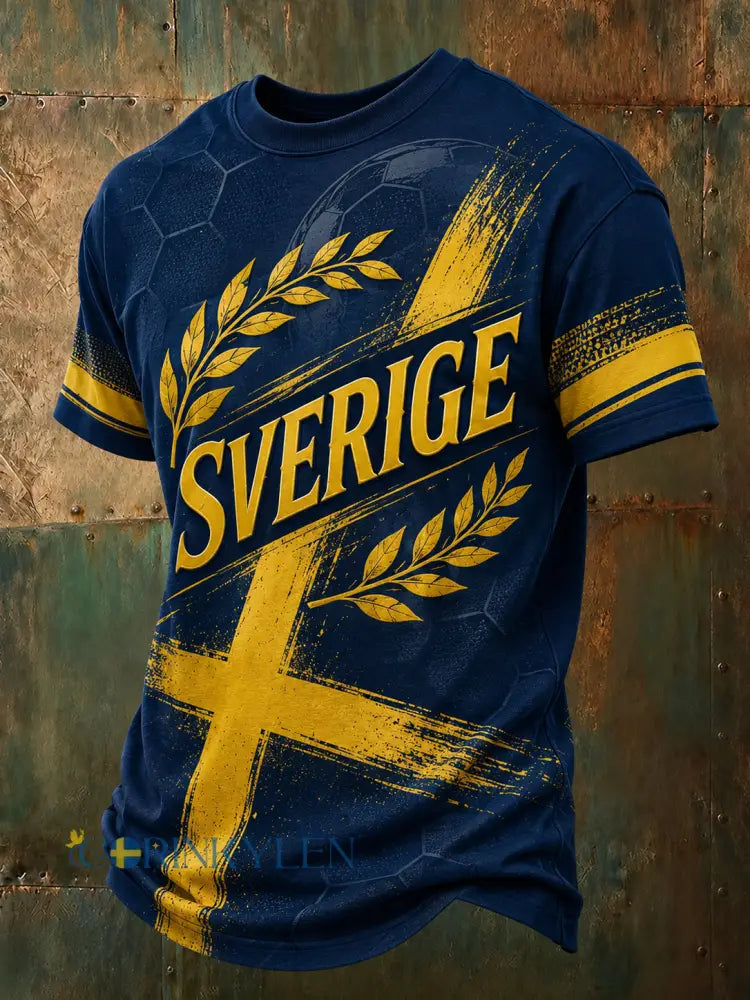 Herrarnas Svenska Fotbollsmatch Hejande Fan Konsttryck T-shirt - A / S