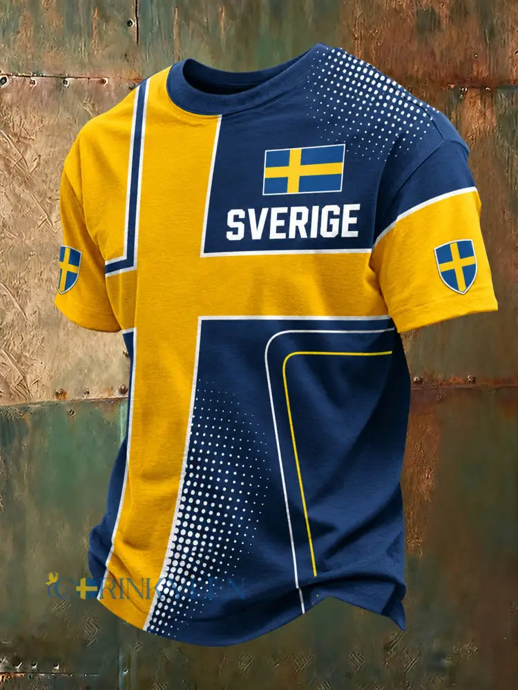 Herrarnas Svenska Fotbollsmatch Hejande Fan Konsttryck T-shirt - A / S