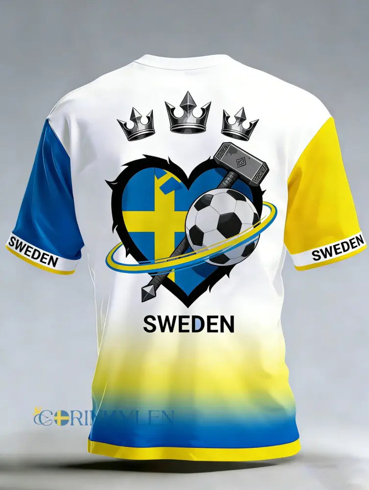 Herrarnas svenska fotbollsmatch hejarklack konsttryck t-shirt - A / S