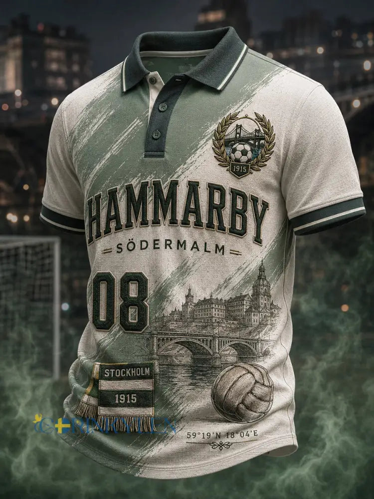 Herrarnas svenska fotbollströja för Hammarby-supportrar med korta ärmarna - A / S