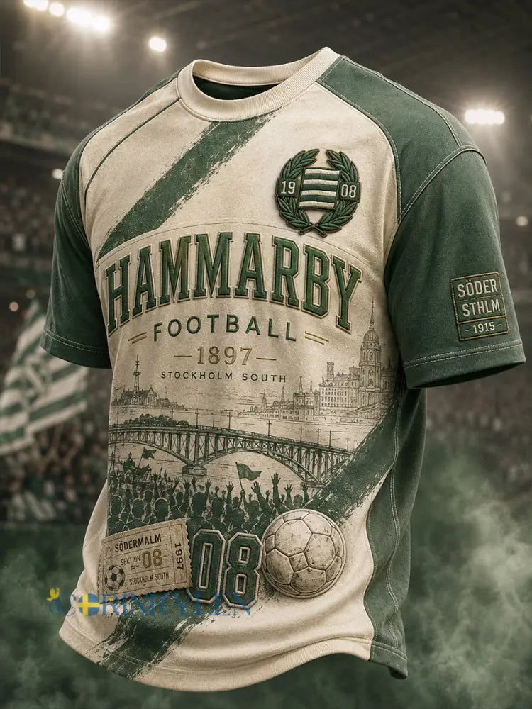 Herrarnas svenska fotbollströja med Hammarby-tema för fans och älskare kortärmad tröja - A / S