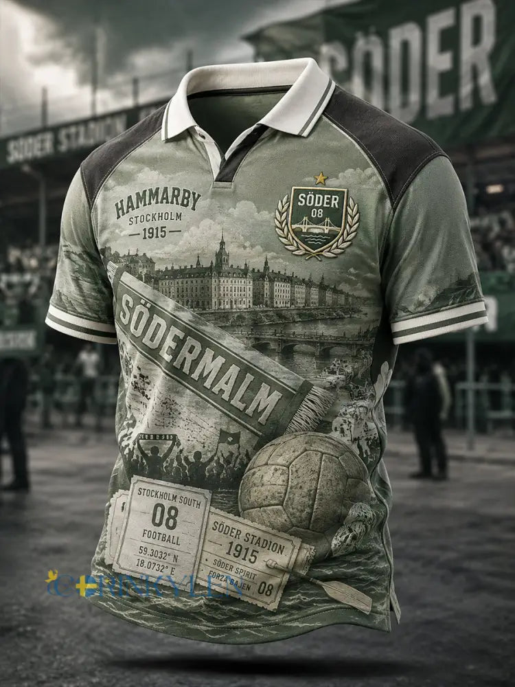 Herrarnas svenska fotbollströja med Hammarby-tema för fans och älskare kortärmad tröja - A / S