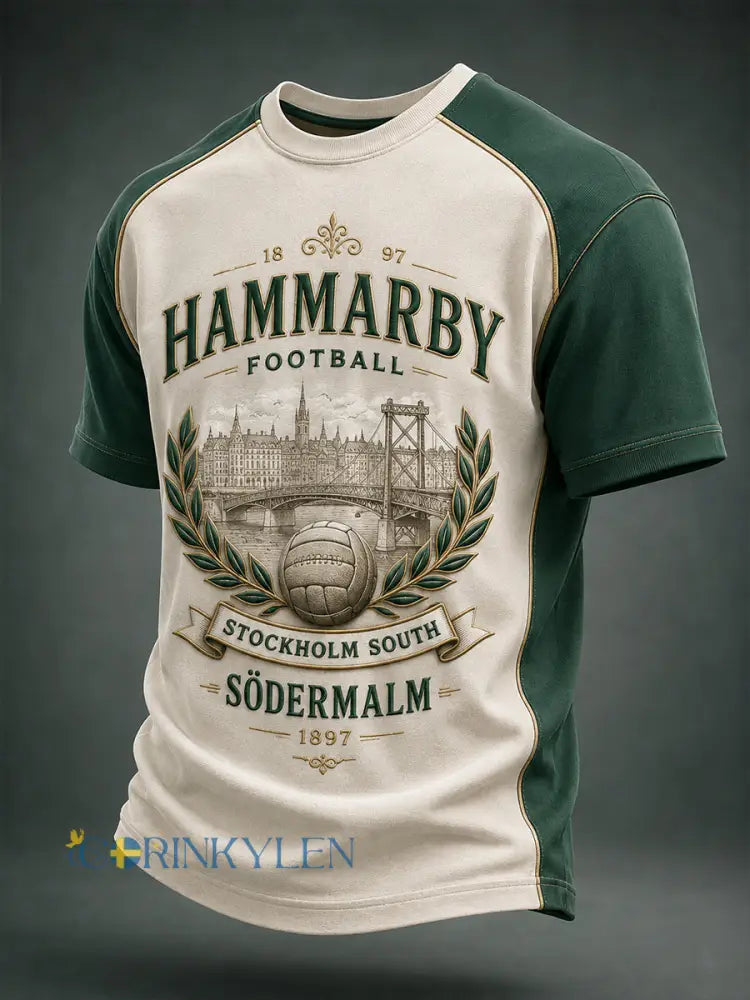 Herrarnas svenska fotbollströja med Hammarby-tema för fans och älskare kortärmad tröja - A / S