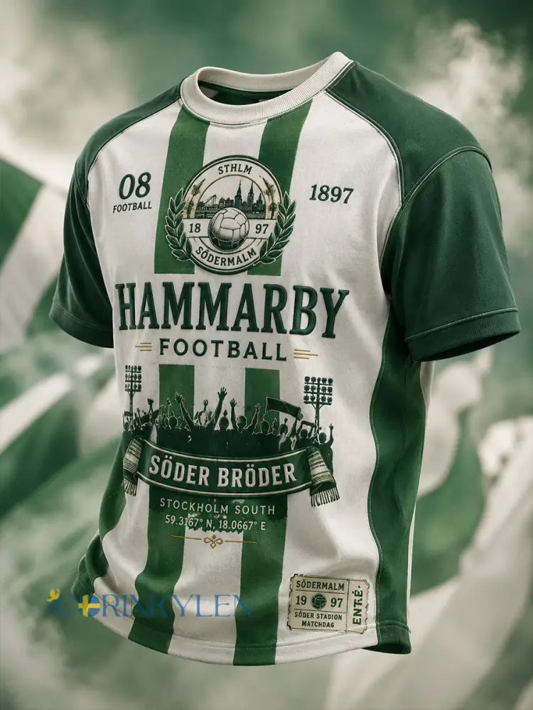 Herrarnas svenska fotbollströja med Hammarby-tema för fans och älskare kortärmad tröja - A / S