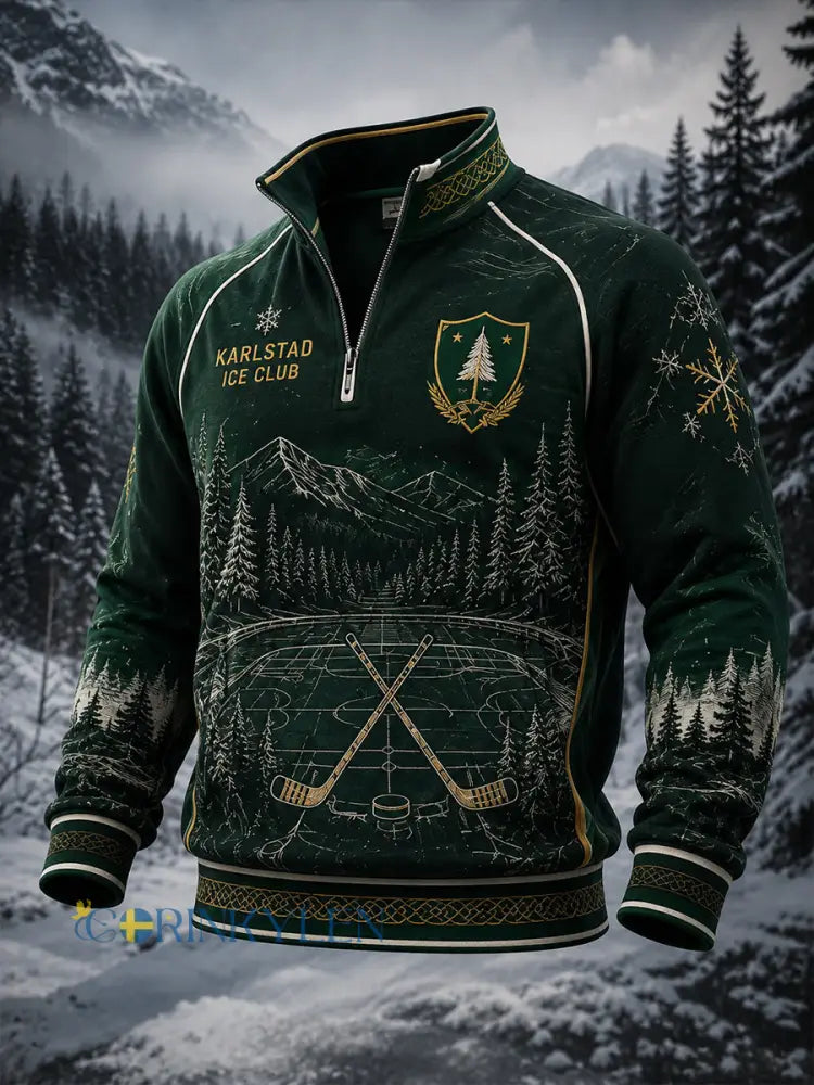 Herrarnas svenska ishockeytröja Färjestad BK Waffle långärmad t-shirt för fans och älskare - A / S