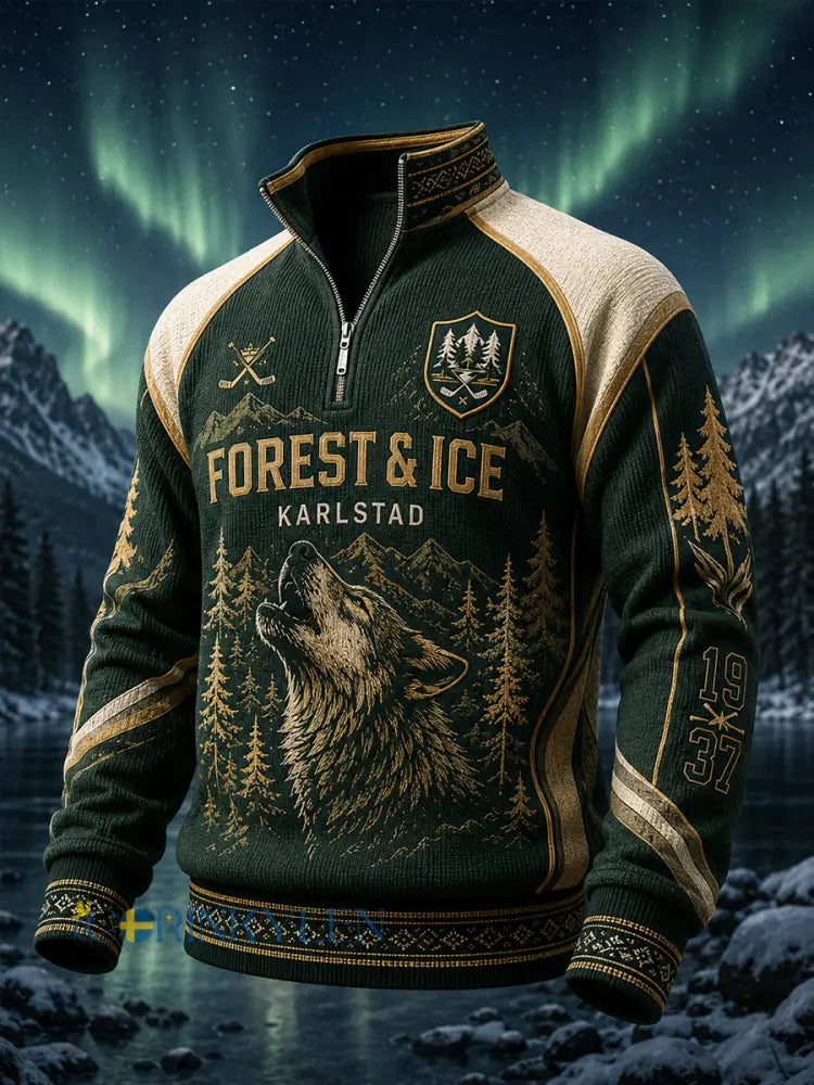 Herrarnas svenska ishockeytröja Färjestad BK Waffle långärmad t-shirt för fans och älskare - A / S