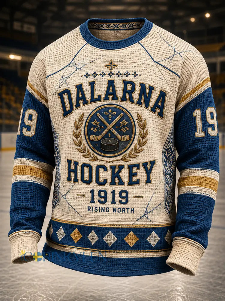 Herrarnas svenska ishockeytröja Leksands IF – favorit för fans våffelmönstrad långärmad t-shirt - A / S