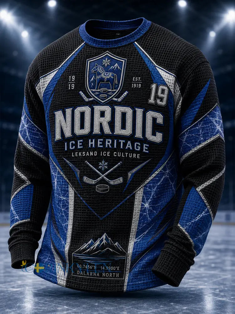 Herrarnas svenska ishockeytröja Leksands IF – favorit för fans våffelmönstrad långärmad t-shirt - A / S