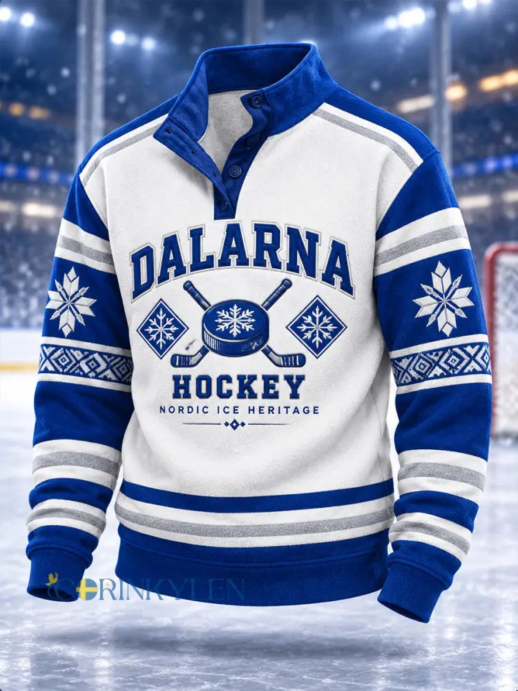 Herrarnas svenska ishockeytröja Leksands IF – fyrgångskepsad hoodie för fans och älskare - A / S