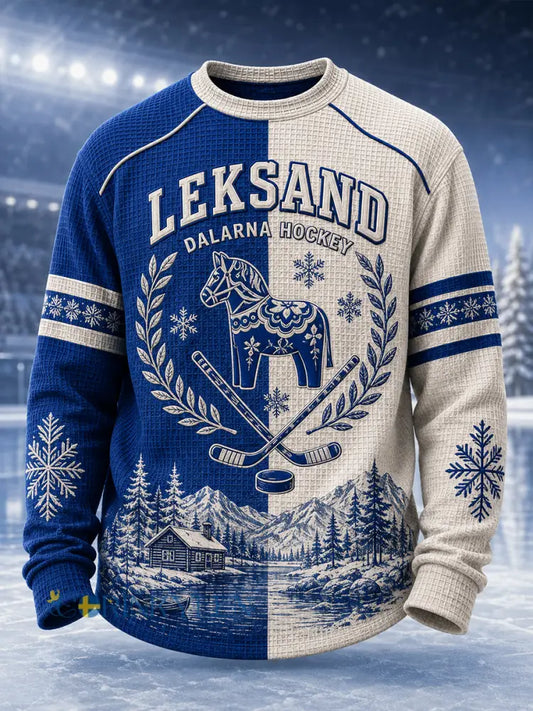 Herrarnas svenska ishockeytröja Leksands IF Voffelmönstrad långärmad t-shirt - A / S