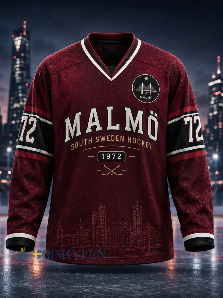 Herrarnas svenska ishockeytröja Malmö Redhawks Fans Lover Våffeltröja med lång ärm - A / S