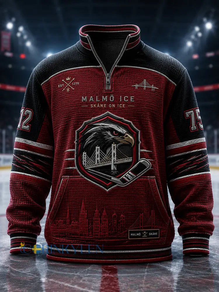 Herrarnas svenska ishockeytröja Malmö Redhawks Fans Lover Våffeltröja med lång ärm - A / S